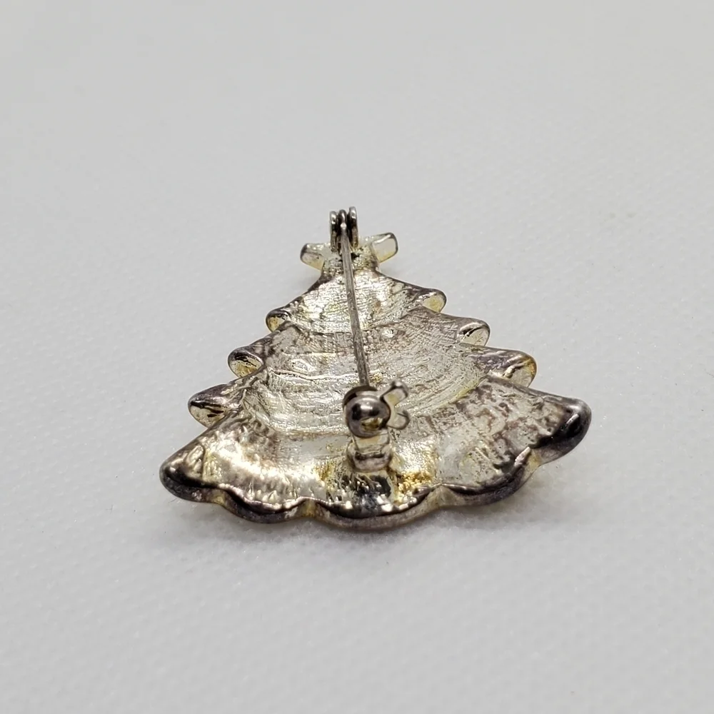 White and Gold Color CHRISTMAS TREE PIN BROOCH